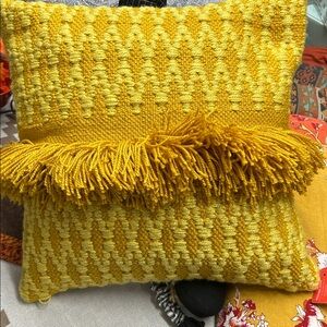 Diamond Textured Woven Square Throw Pillow Gold - Opalhouse designed with J